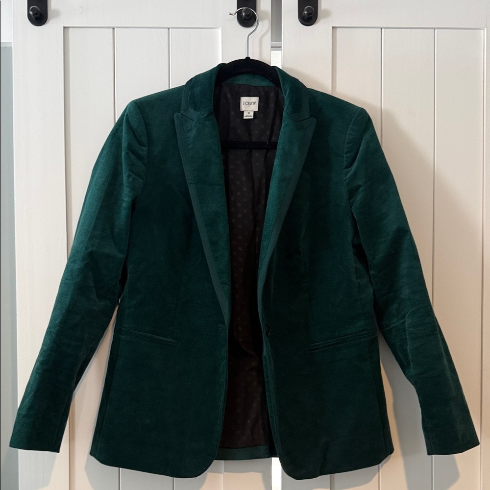 J. Crew Women's Deep Green Velvet Blazer
